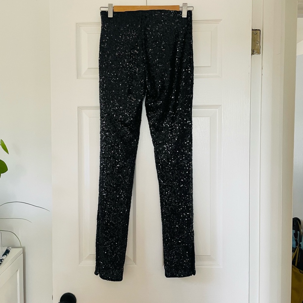 H&M Shimmering Black Sequin Trousers